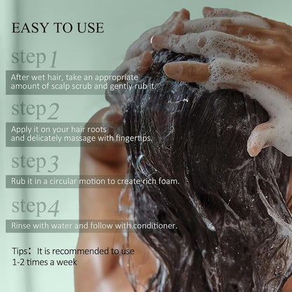 Exfoliante para el cuero cabelludo, champú exfoliante de cuero cabelludo de romero, tratamiento 2 en 1 para el cuero cabelludo con aceite de menta, tratamiento capilar para aclarar y eliminar
