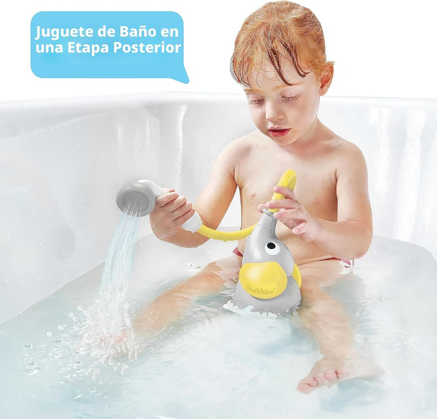 YOOKIDOO - Cabeza de ducha para bebé, bomba de agua de elefante con...