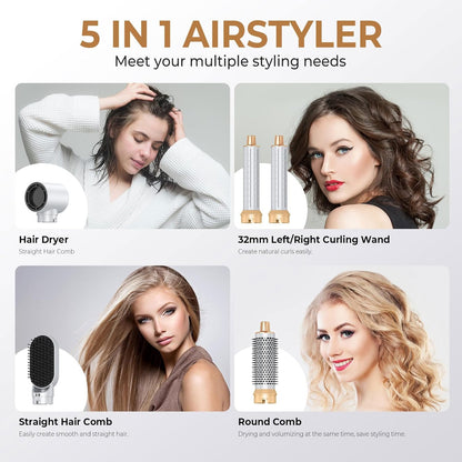 5 in 1 Blow Dryer Brush, Upgrade Hair Dryer Brush Set Negative Ion...