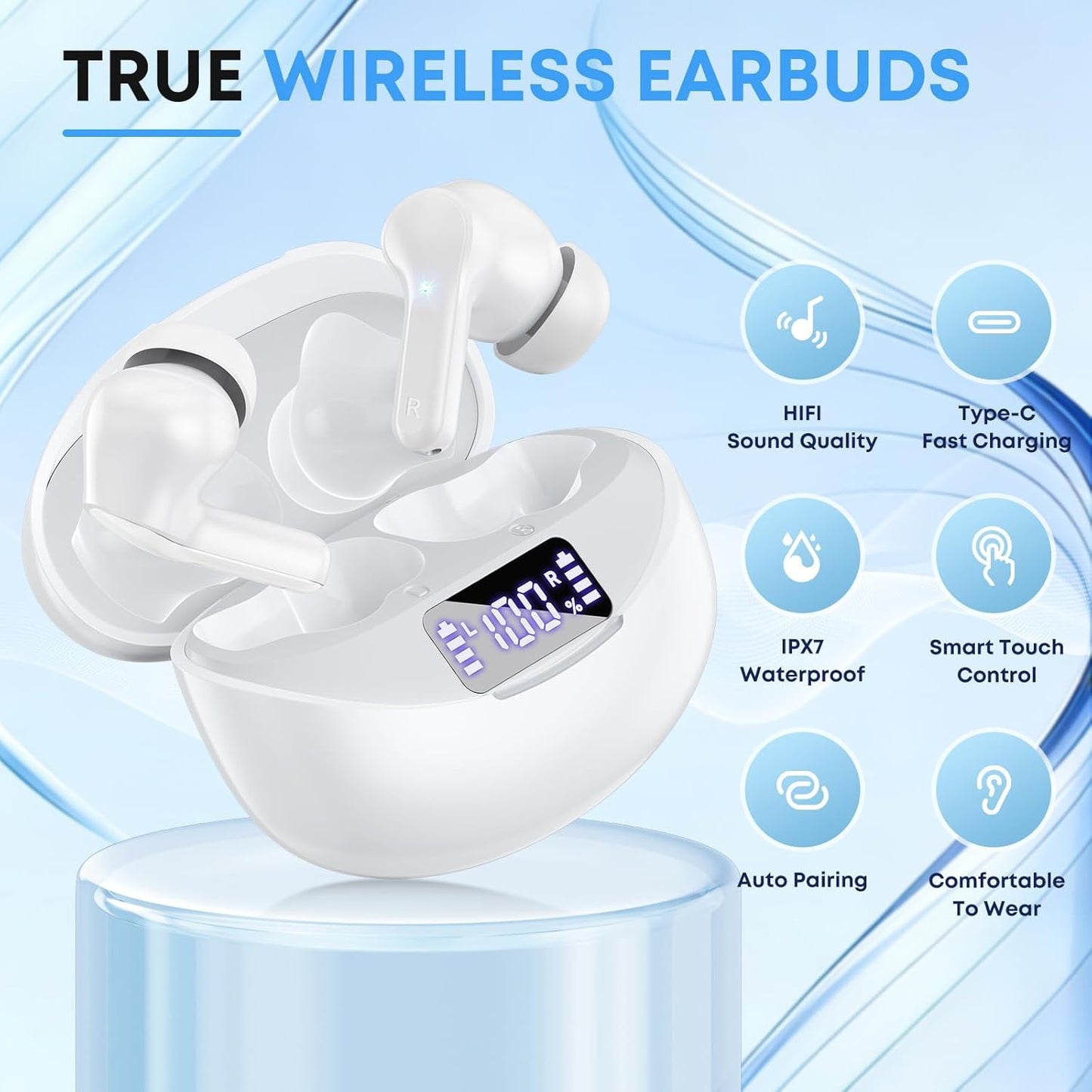 Fhumsh Auriculares inalámbricos, Bluetooth 5.4 HiFi estéreo con mic...