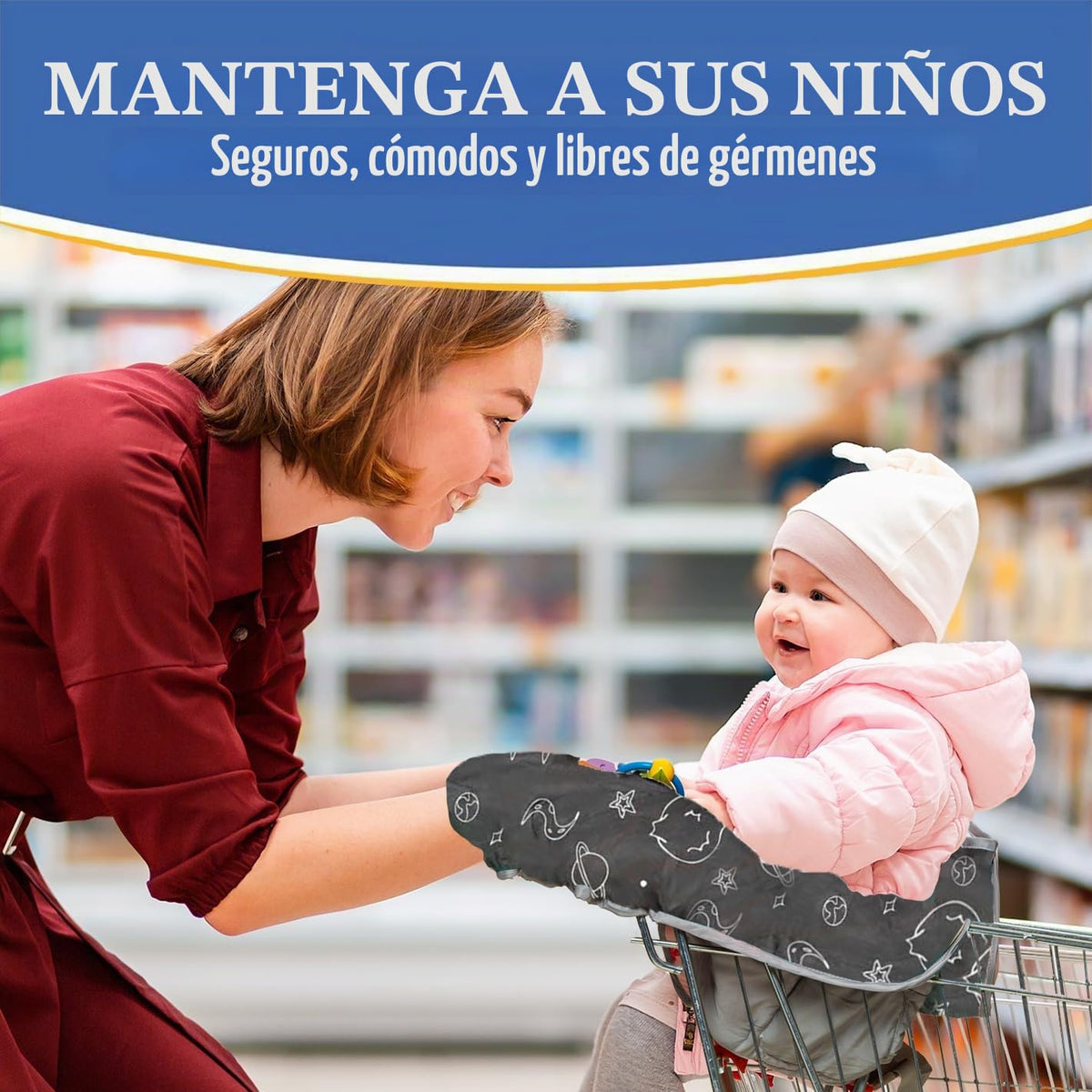 PILLANI Funda para carrito de compras para bebé, funda para silla a...