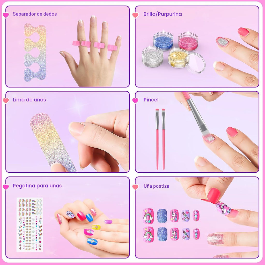 Juego de esmaltes de uñas para niñas, no tóxico, de secado rápido,...