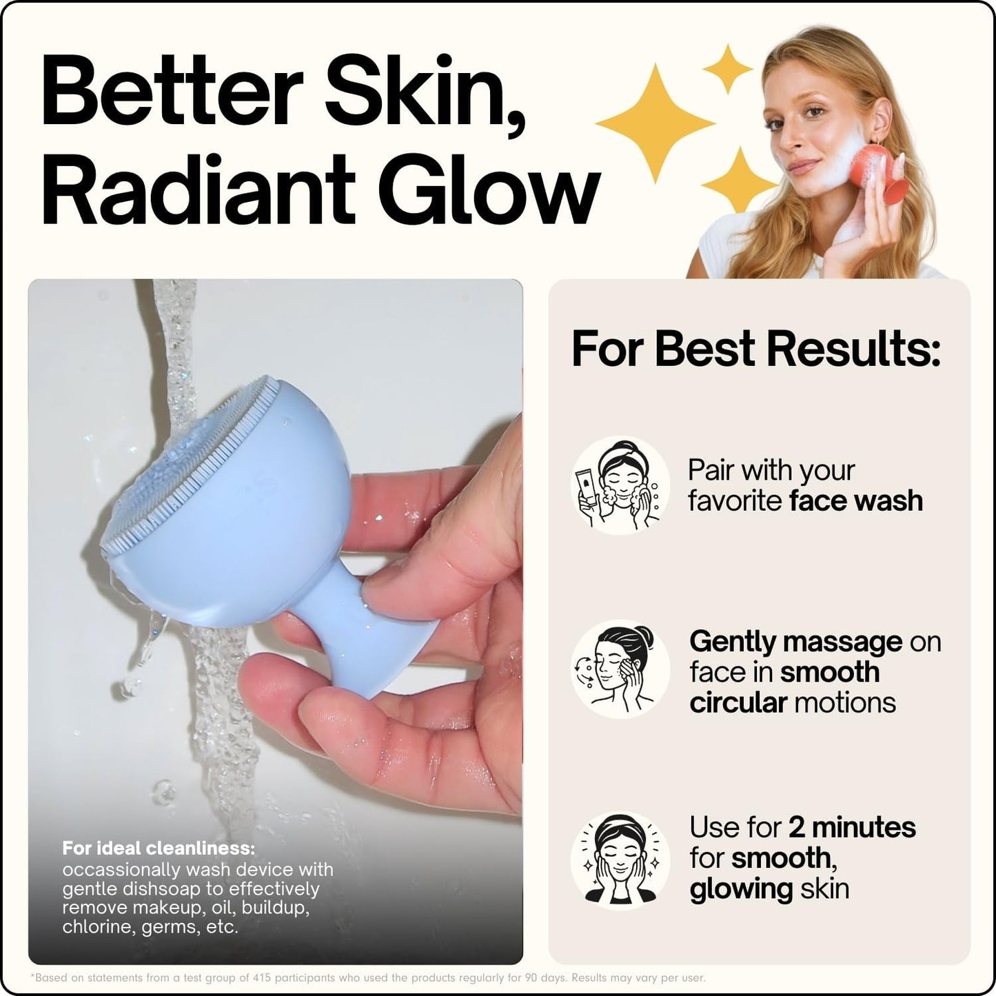 Sxnse Limpiador facial de silicona Palm - Cepillo de limpieza facia...