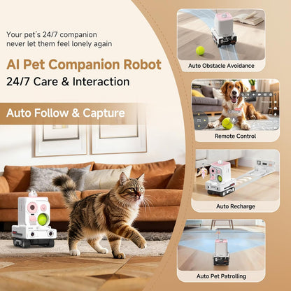 PICKFUN Pmate AI Pet Camera Robot Companion para perros y gatos, cá...