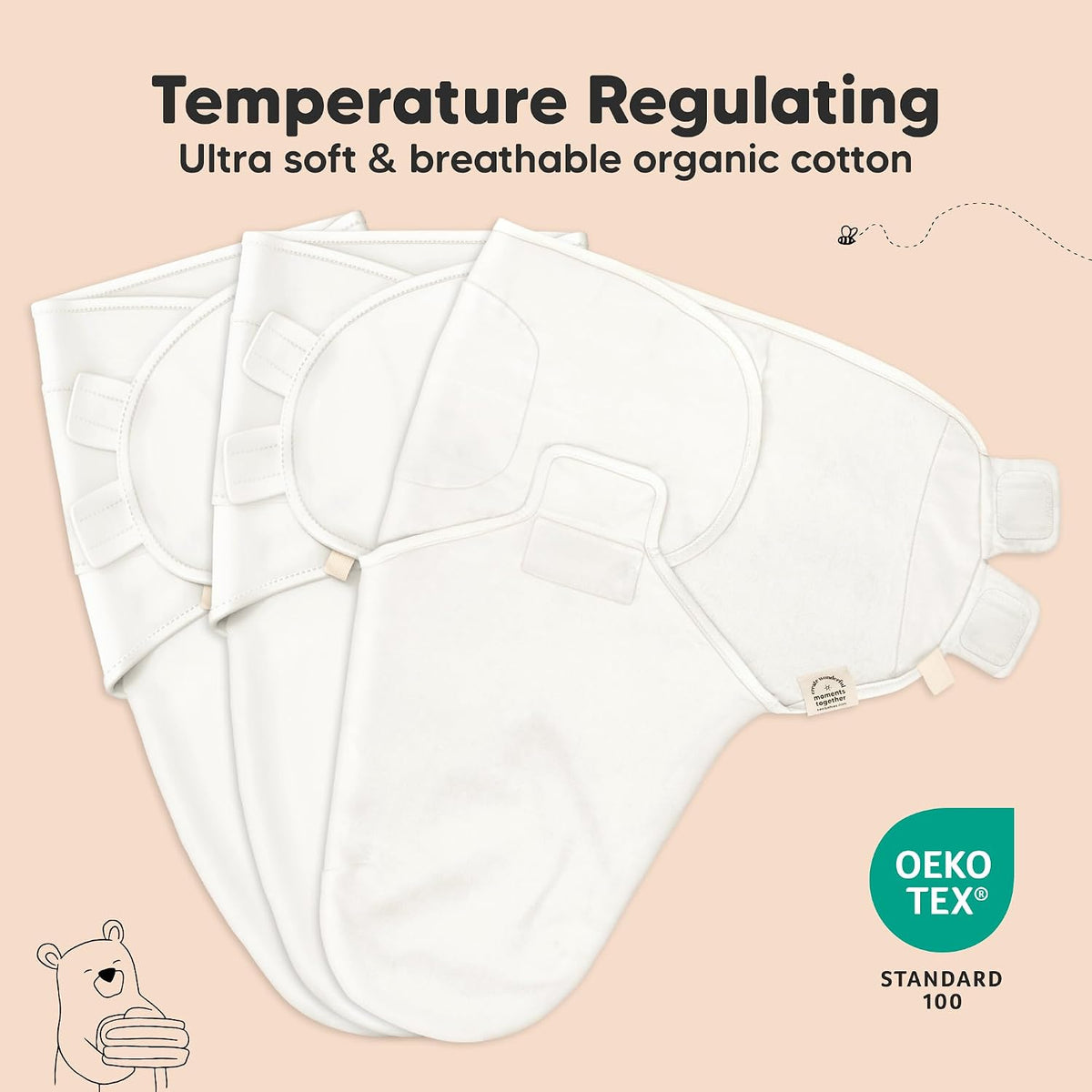 Paquete de 3 sacos de dormir envolventes orgánicos para bebé - Envo...