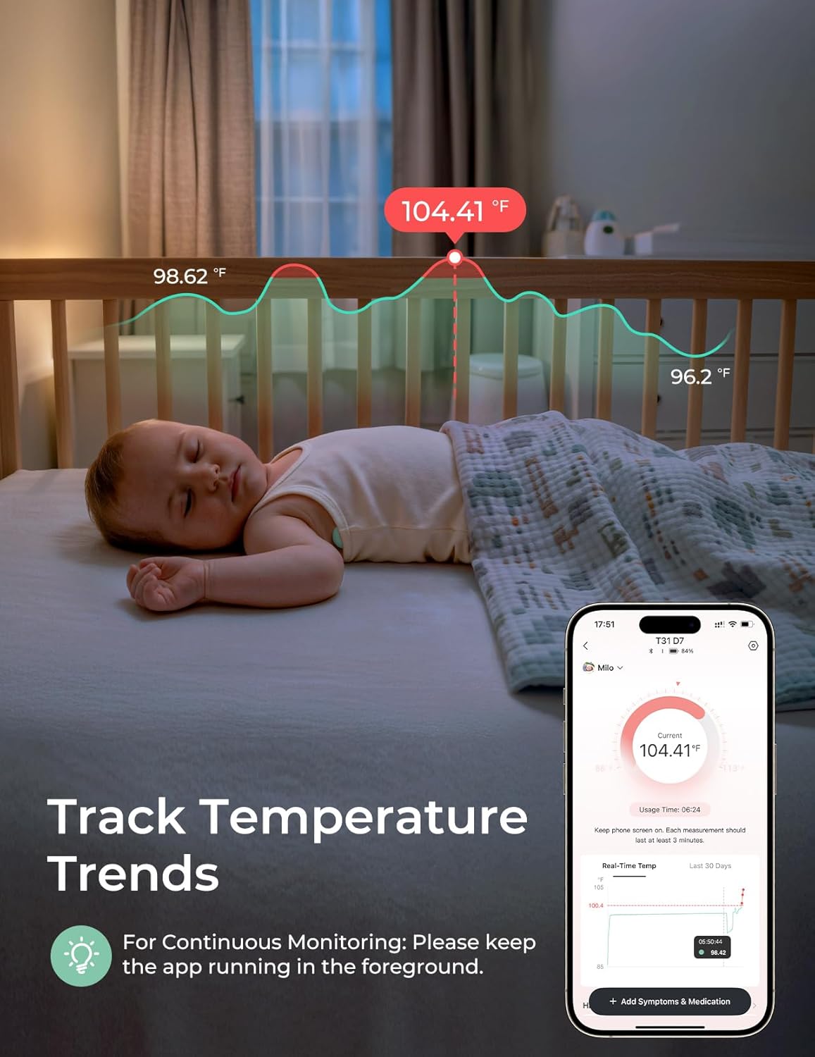 Momcozy Termómetro digital portátil para bebé, termómetro inteligen...
