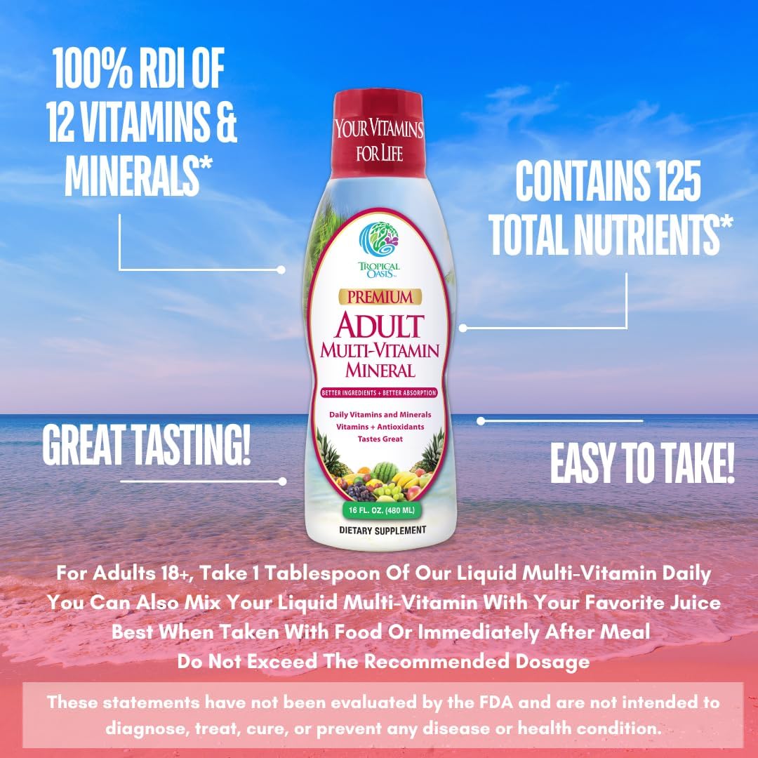Tropical Oasis Multivitamínico líquido para adultos, suplemento mul...