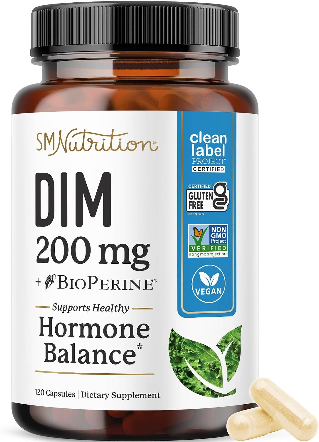 Suplemento DIM de 200 mg (120 unidades) | Equilibrio de estrógeno p...