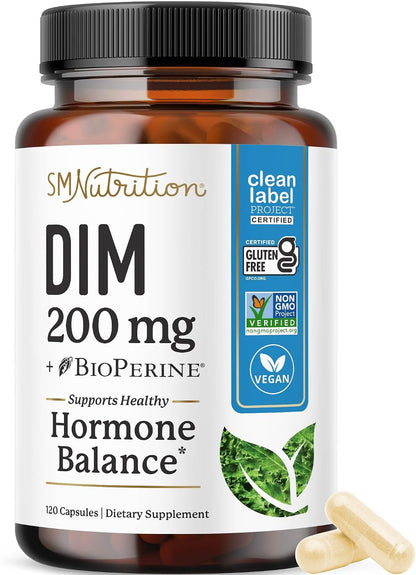 Suplemento DIM de 200 mg (120 unidades) | Equilibrio de estrógeno p...