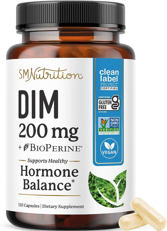 Suplemento DIM de 200 mg (120 unidades) | Equilibrio de estrógeno p...