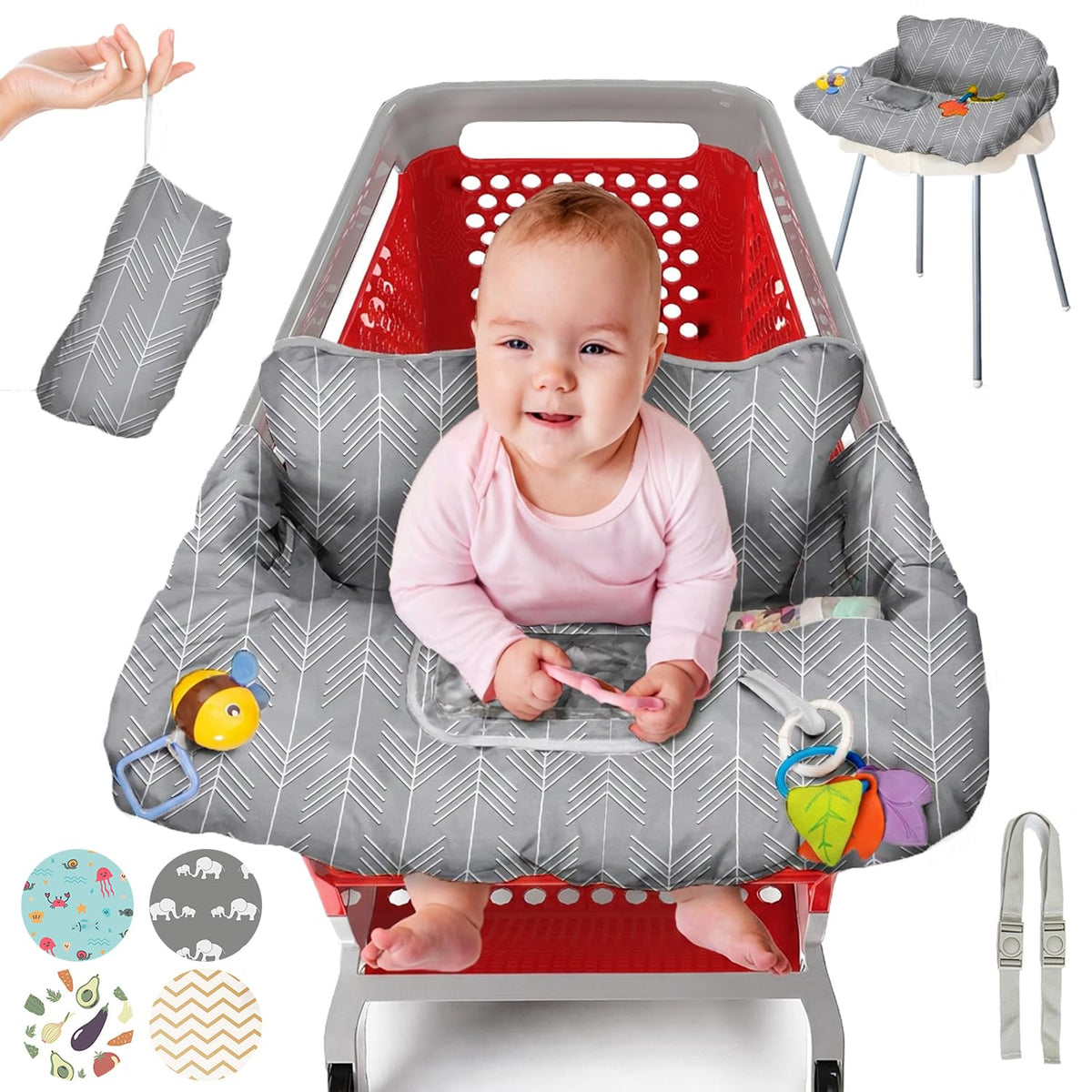 PILLANI Funda para carrito de compras para bebé, funda para silla a...