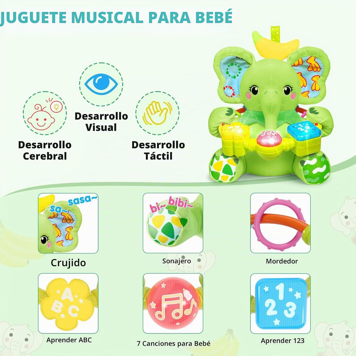 Ryotagift Juguetes de animales de peluche musicales bilingües para...