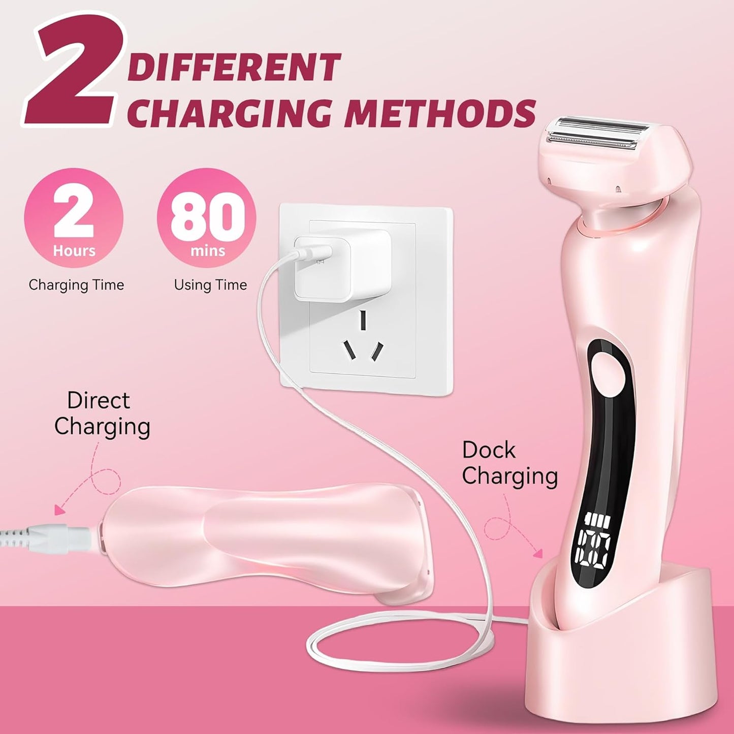 NaTuGi Afeitadora eléctrica 2 en 1 para mujer, húmedo, seco, de dob...