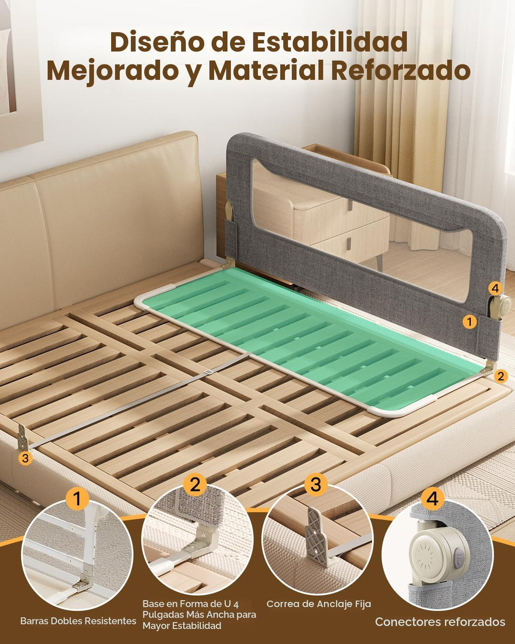 GrowthFun Riel de cama de 1 pieza de 59 pulgadas para niños pequeño...