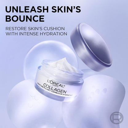 L'Oreal Paris Crema facial con relleno de humedad de colágeno,...