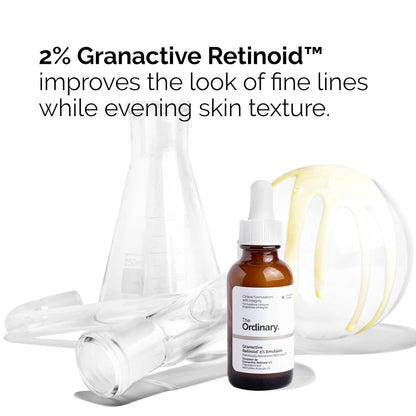 The Ordinary - Retinoide granactivo al 2% Emulsión, alternativa avanzada de retinoide para antienvejecimiento y mejora de la textura de la piel, 1 fl oz (30 ml)
