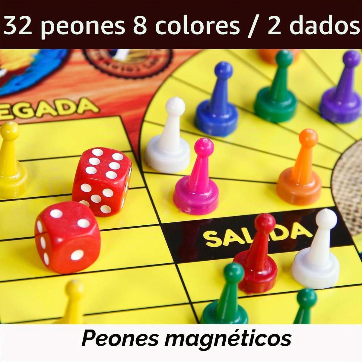 PARQUES Colombiano MAGNÉTICO Madera 8\/6 JUGADORES 50x50 CM Doble c...