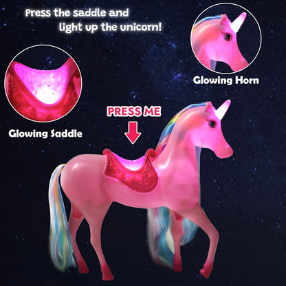 BETTINA Juego de muñecas de princesa unicornio con luz mágica, jugu...