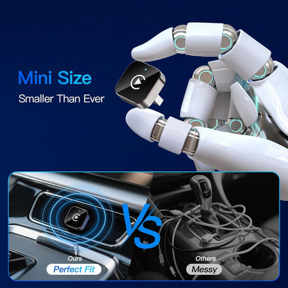 Adaptador Inalámbrico CarPlay (2026 Actualizado) para Apple iPhone y Android, Tamaño Pequeño, Enchufe y Reproduce, Conexión Inalámbrica Rápida y Estable para CarPlay y Android - Sin Latencia en la