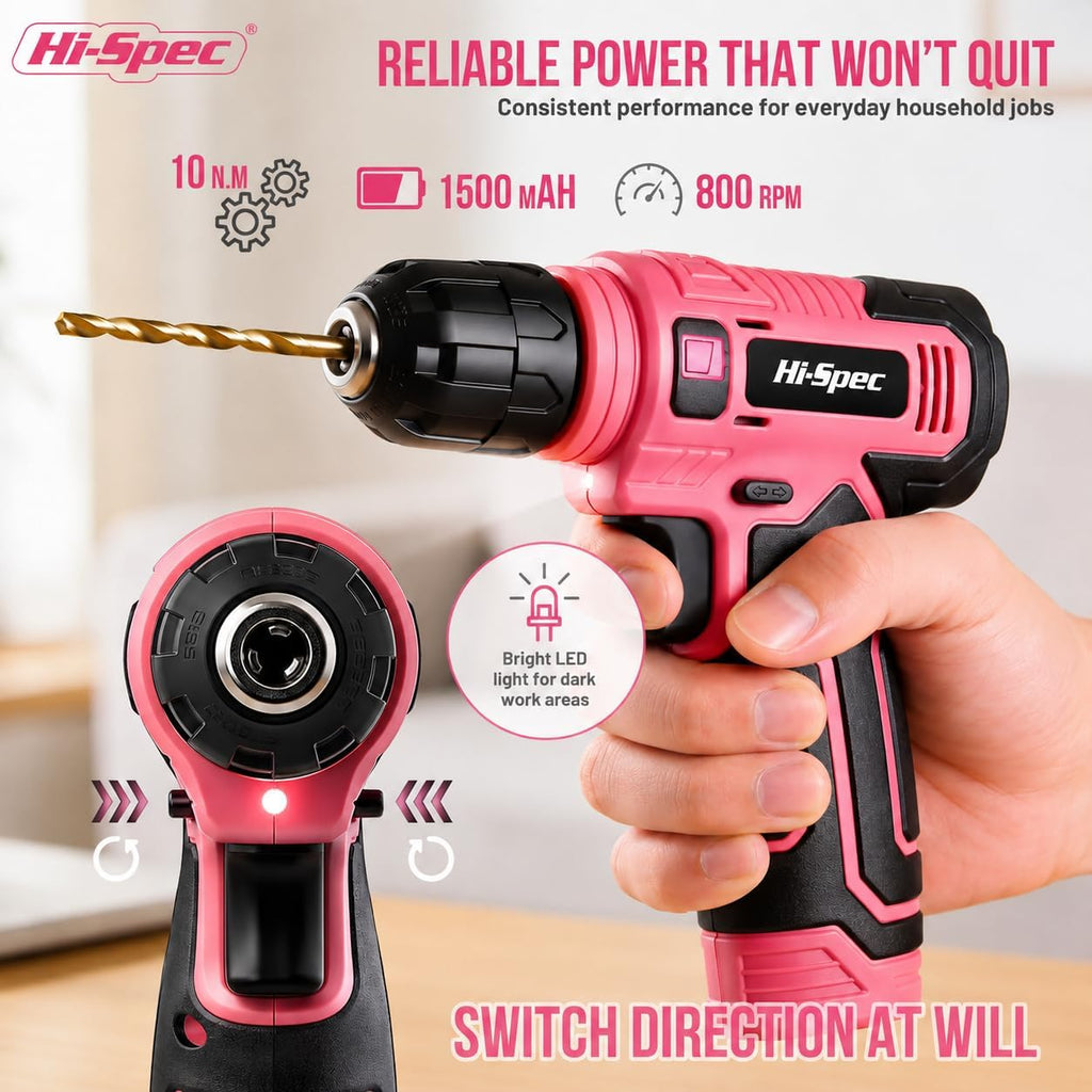 Hi-Spec Juego de taladro inalámbrico de 8 V y kit de herramientas d...