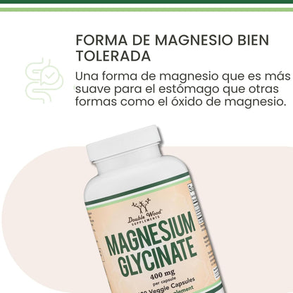 Glicinato de magnesio 400 mg | 180 cápsulas | Soporte para dormir,...