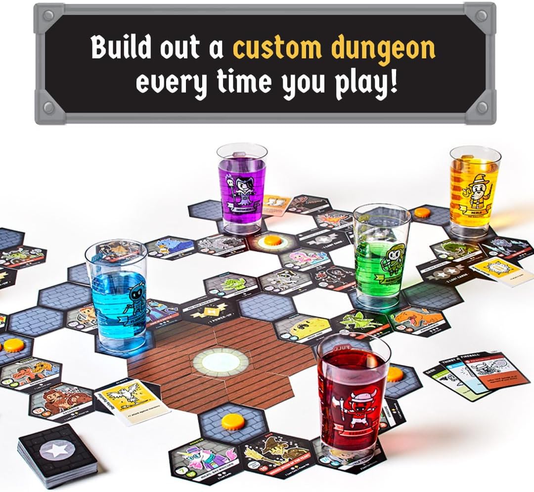 Rollacrit Heroes of Barcadia Juego de Tablero – Juego de Fiesta con Sistema Liquid Life™ y Piezas Impermeables