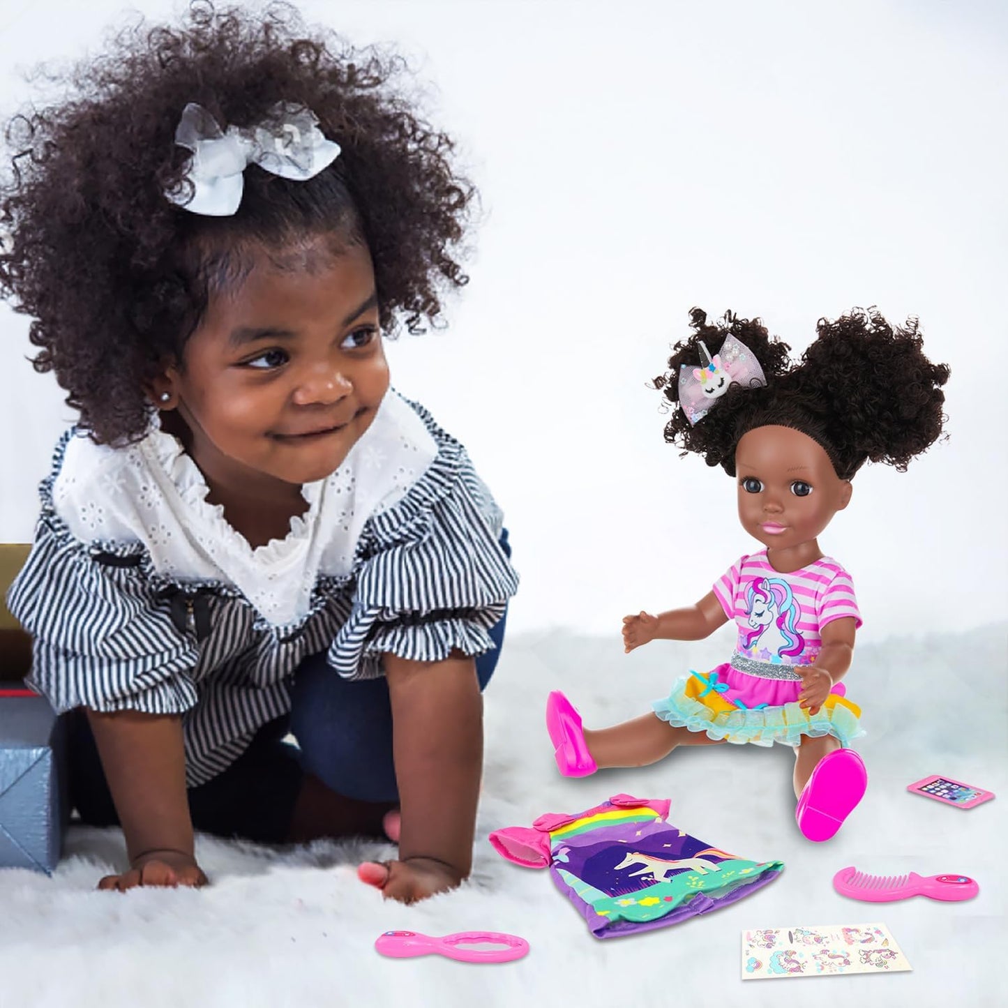 Ecore Fun Muñeca Negra de 14 Pulgadas con Accesorios de Ropa para M...