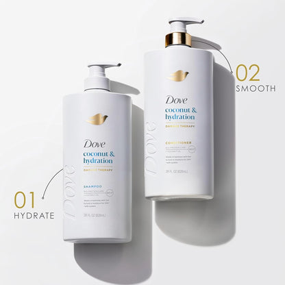 Dove Acondicionador de coco e hidratación para cabello seco con tecnología de cuidado de bio-proteínas y aceite de coco, 28 onzas líquidas
