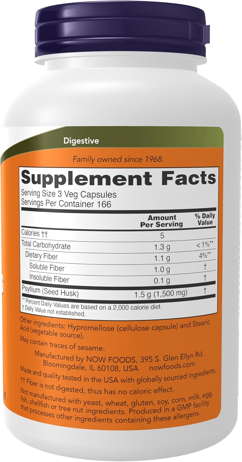 Now Foods Cápsulas de cáscara de psyllium 0.02 oz, 5972, 1, 1