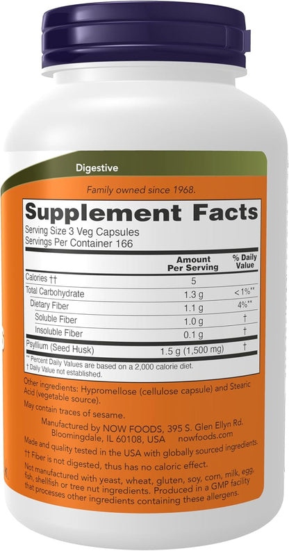 Now Foods Cápsulas de cáscara de psyllium 0.02 oz, 5972, 1, 1