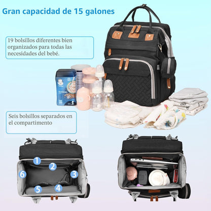 Jeryswet Bolsas de pañales para bebé con cambiador, mochila imperme...