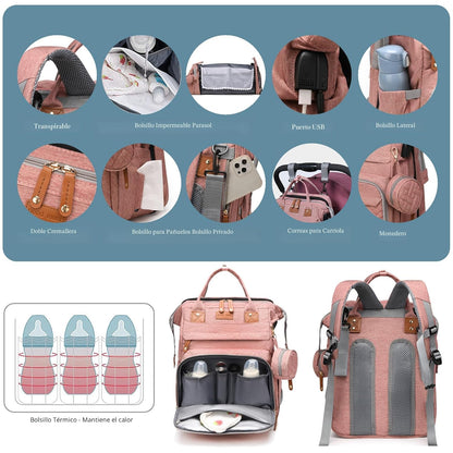 Jeryswet - Mochila para pañales con cambiador, impermeable, de gran...