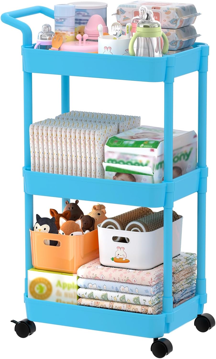 Carrito para pañales Volnamal, carrito con ruedas de 3 niveles para...