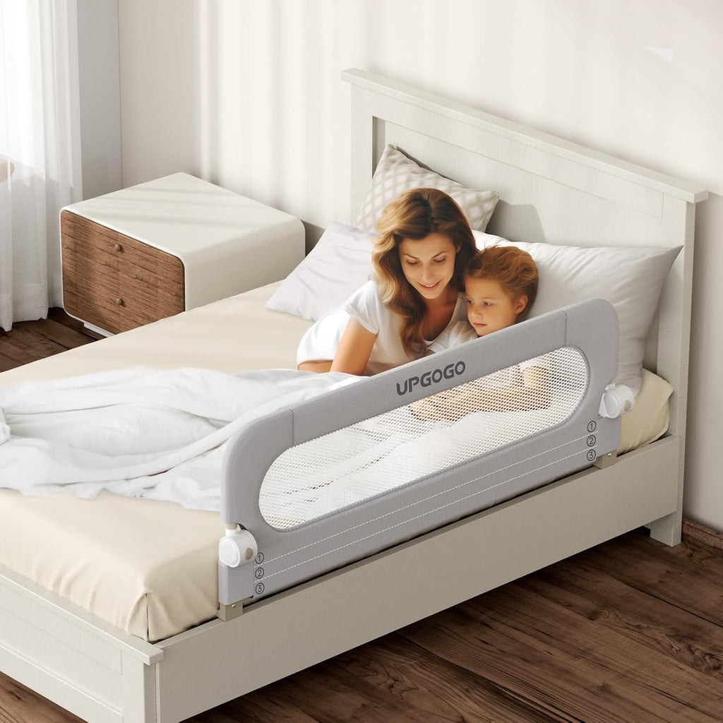 UPGOGO Riel plegable para cama para niños pequeños, gris, 59 pulgad...