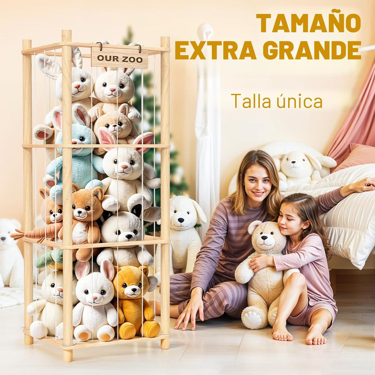 Woodure Almacenamiento y Organizador de Animales de Peluche, Soport...
