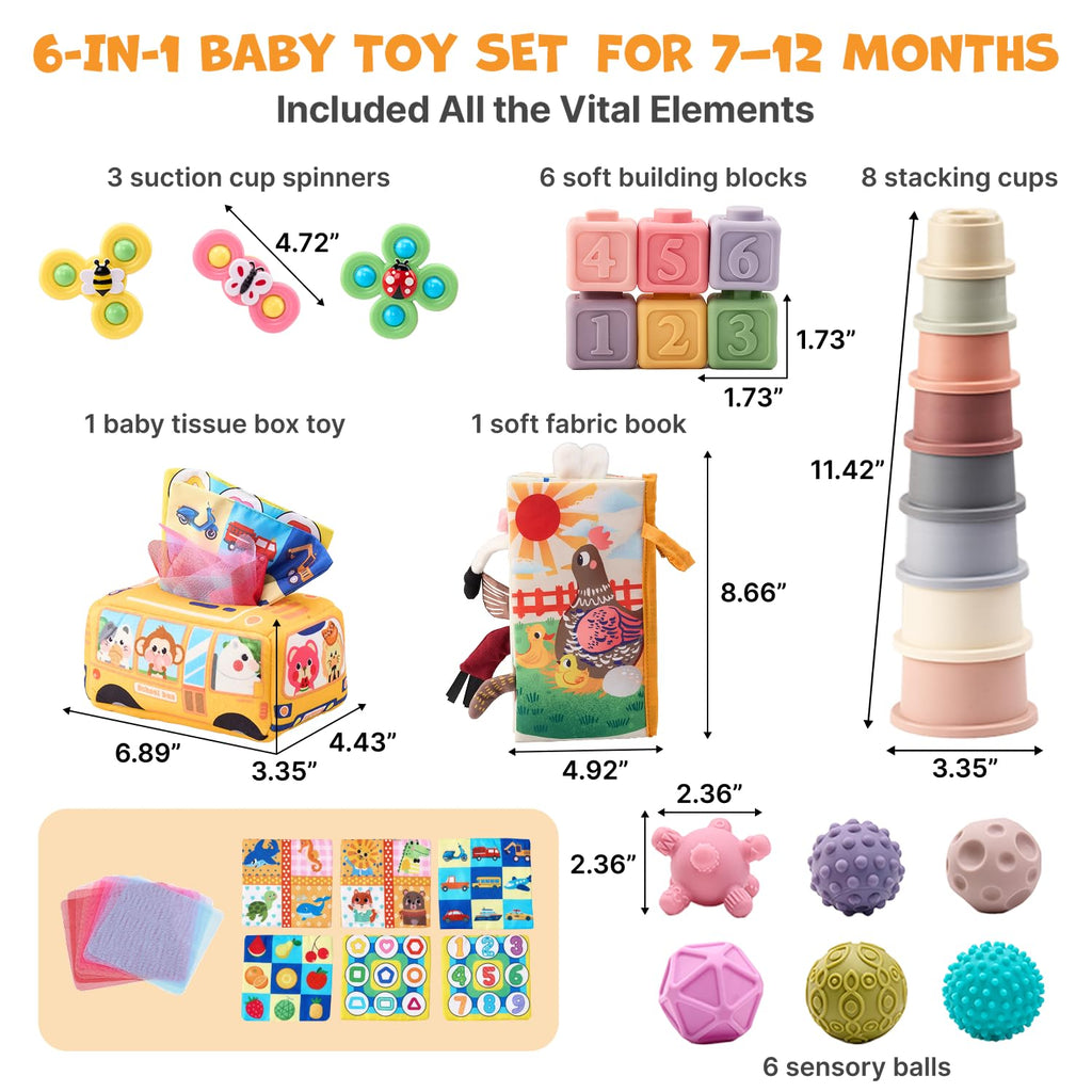 JoyCat Baby Toys 6-12 Months, Montessori Sensory Baby Toy Set with...