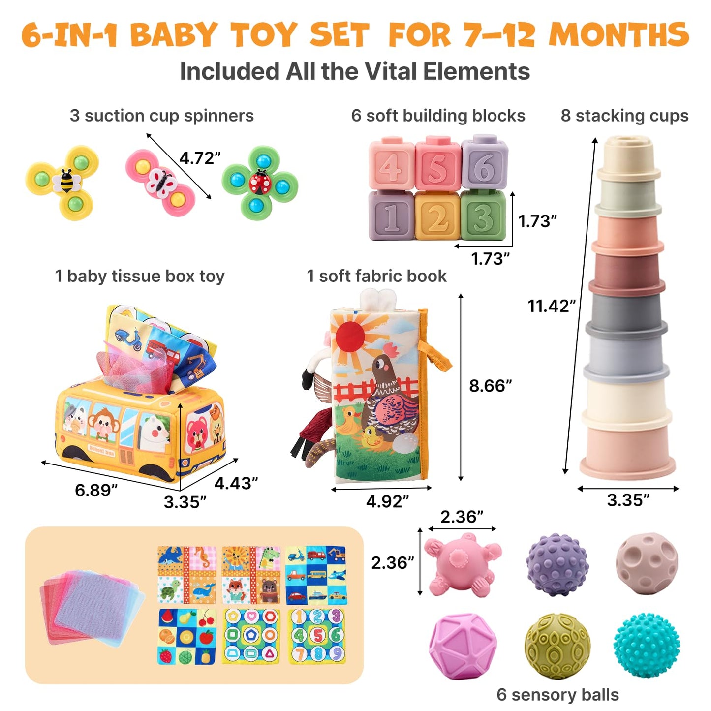 JoyCat Baby Toys 6-12 Months, Montessori Sensory Baby Toy Set with...