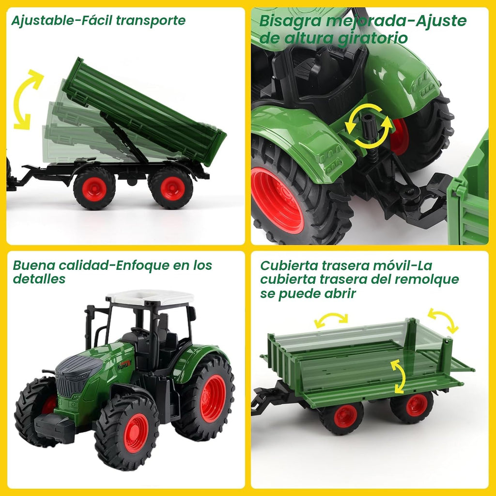 Peagprav Juguetes de Granja Tractor con Remolque - Juego de Tractor...