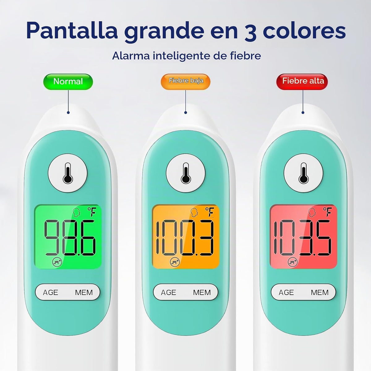 Hellobaby Termómetro para bebé 3 en 1, oreja y frente con alerta aj...
