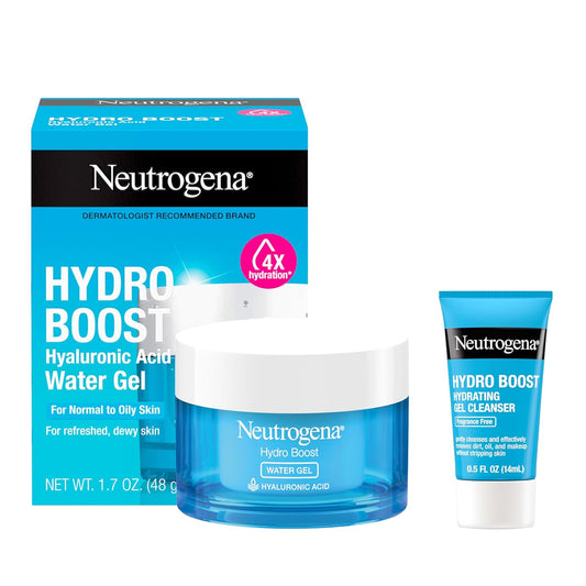 Neutrogena Hydro Boost Gel de Agua, Hidratante Facial con Ácido Hialurónico para Piel Normal a Grasa, Hidratante Facial, 1.7 onzas líquidas + Hidratante Facial Hydro Boost de Tamaño de Prueba, 0.5