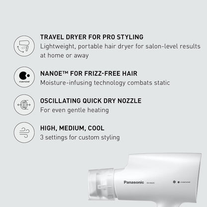 Panasonic Nanoe - Secador de pelo compacto con boquilla oscilante d...