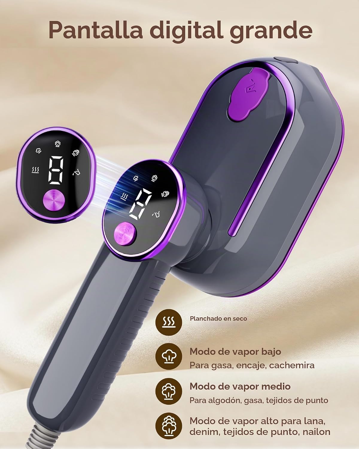 Vaporizador de viaje portátil para ropa 1200W 2 en 1 vapor de ropa...