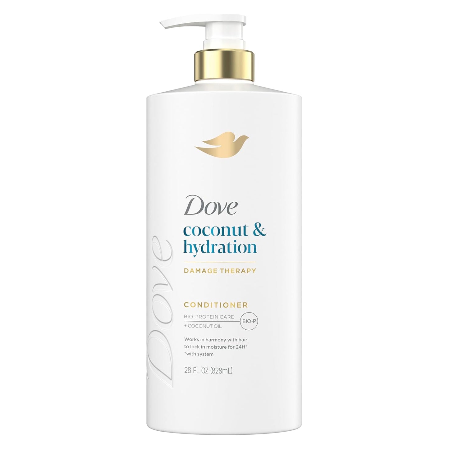 Dove Acondicionador de coco e hidratación para cabello seco con tecnología de cuidado de bio-proteínas y aceite de coco, 28 onzas líquidas