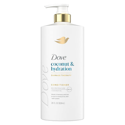 Dove Acondicionador de coco e hidratación para cabello seco con tecnología de cuidado de bio-proteínas y aceite de coco, 28 onzas líquidas