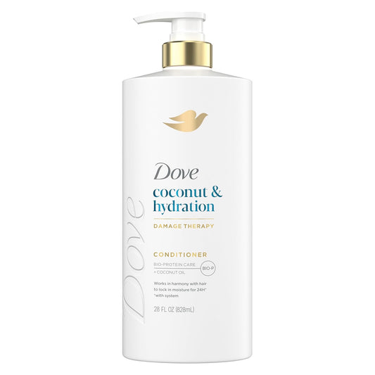 Dove Acondicionador de coco e hidratación para cabello seco con tecnología de cuidado de bio-proteínas y aceite de coco, 28 onzas líquidas