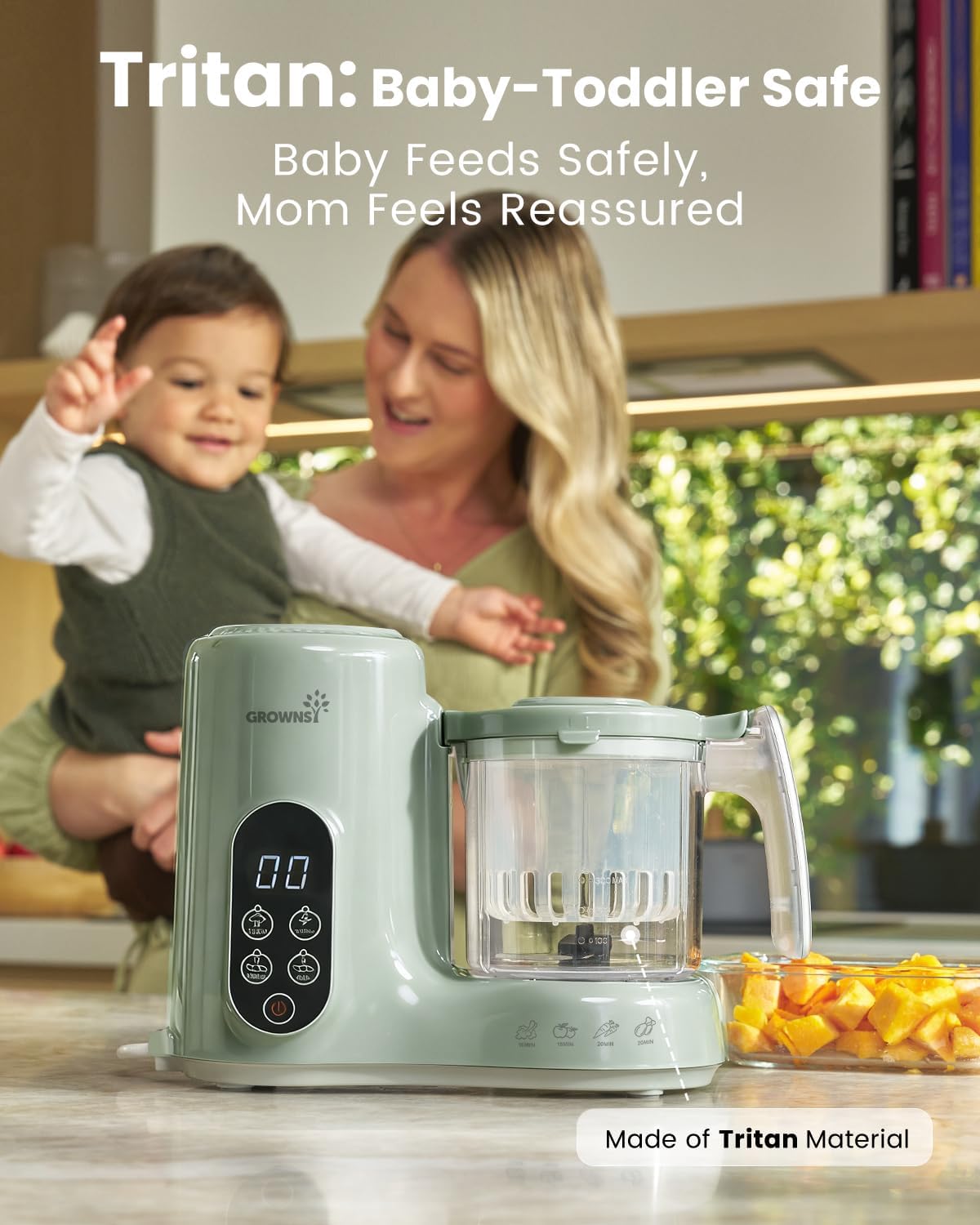 GROWNSY Procesador de Alimentos para Bebé con Canasta de Vapor, Pro...