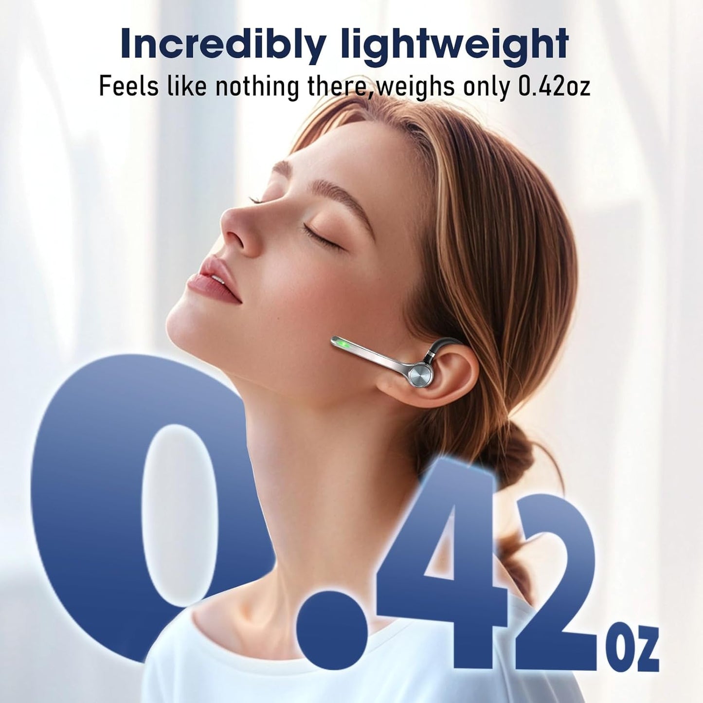 Auriculares Bluetooth, auricular inalámbrico con micrófono de cancelación de ruido mejorado, funda de carga de 500 mAh compatible con tiempo de conversación de 72 horas, auriculares manos libres con botón de silencio para computadora, teléfonos celulares,