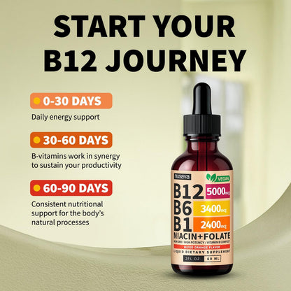 Paquete de 2 gotas líquidas de vitamina B12 y B6, complejo de vitam...