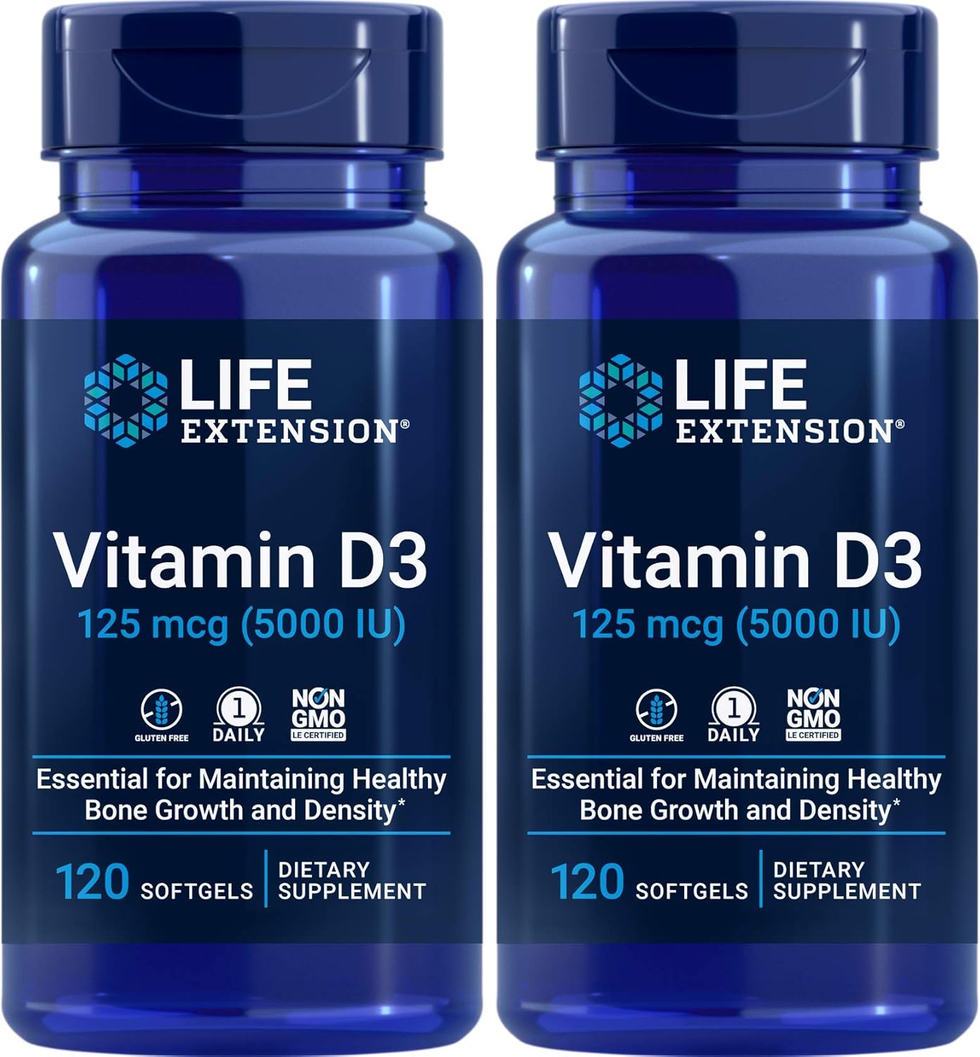 Life Extension Vitamina D3 5000 UI, 120 cápsulas blandas (paquete d...