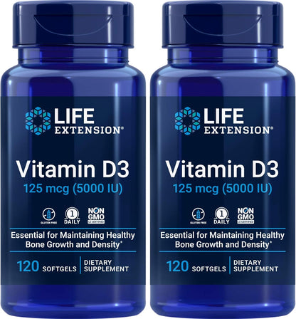 Life Extension Vitamina D3 5000 UI, 120 cápsulas blandas (paquete d...